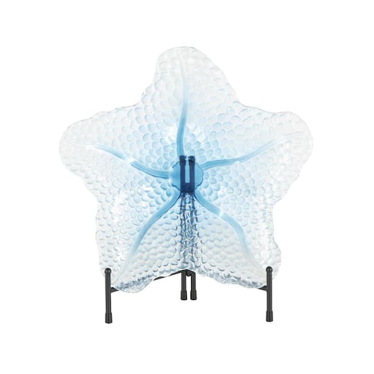 19.5" Blue Ombre Glass Starfish Charger with Metal Stand